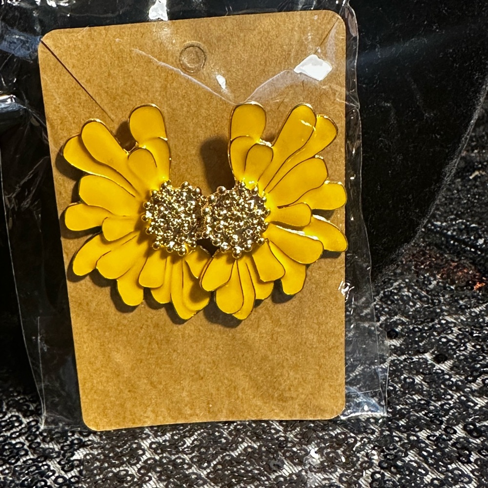 Yellow Floral Statement Earrings